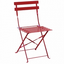 Lot de 2 chaises de terrasse en acier coloré rouges