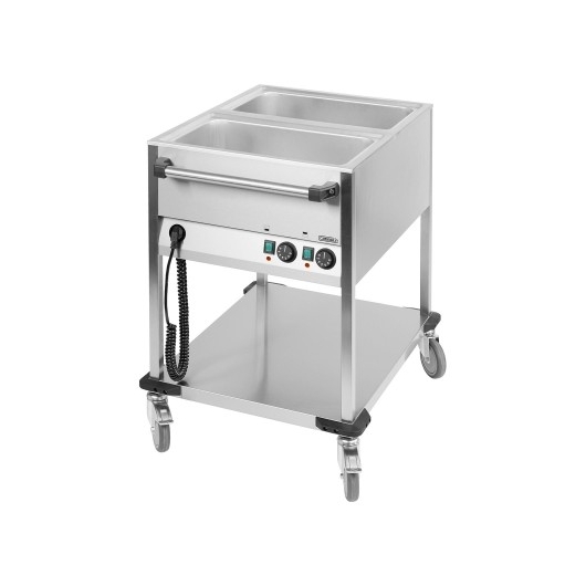 Chariot bain-marie à eau 2 cuves GN 1/1