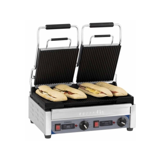 Grill panini avec minuterie double Premium rainuré