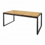 Table industrielle rectangulaire - acier et acacia, 180 cm