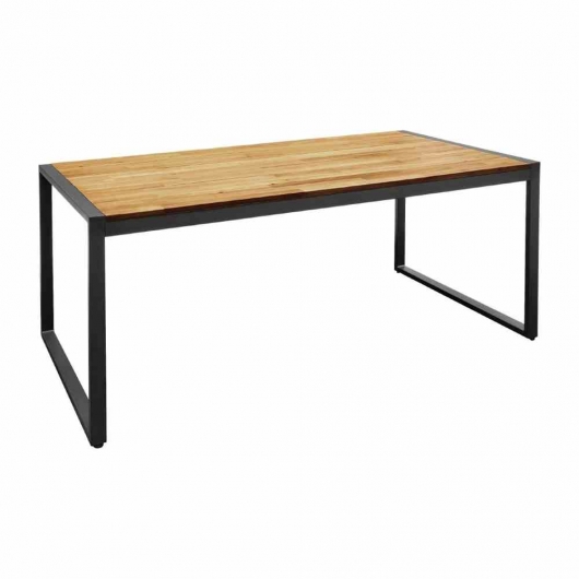 Table industrielle rectangulaire - acier et acacia, 180 cm