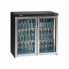 Arrière bar inox 2 portes battantes vitrées 250 L modèle haut