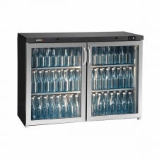 Arrière bar inox 2 portes battantes vitrées 275 L modèle haut