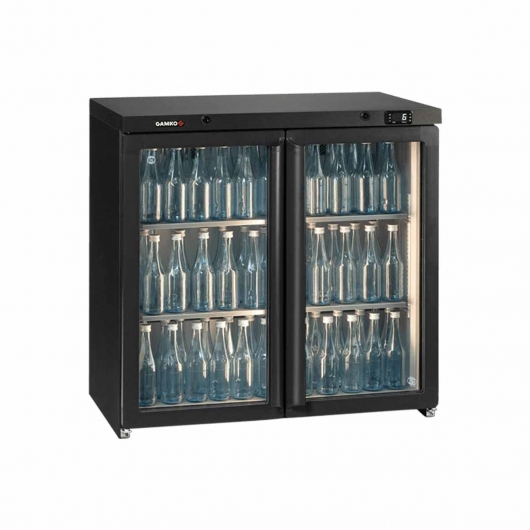 Arrière bar réfrigéré 2 portes battantes vitrées 250 L modèle haut