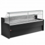 Vitrine réfrigérée droite noire avec réserve, largeur 1500 mm