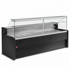 Vitrine réfrigérée droite noire avec réserve, largeur 2000 mm