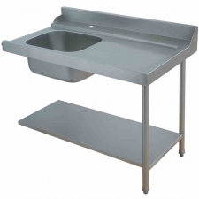 Table de prélavage avec dosseret et évier sortie à droite
