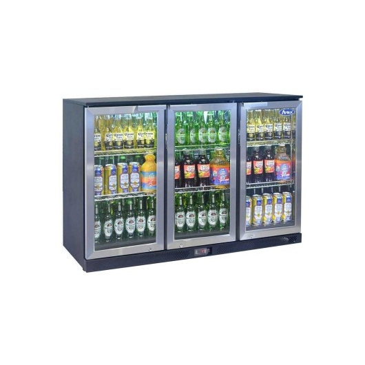 Arrière bar réfrigéré en inox 3 portes battantes