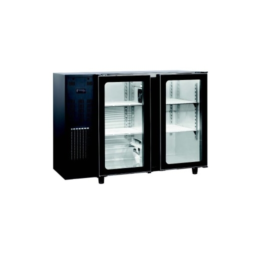 Frigo bar skinplate noir avec groupe 2 portes vitrées 1455 mm