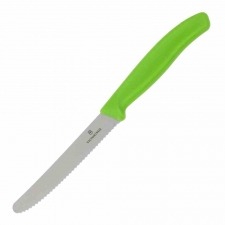 Couteau à tomate lame dentée vert 11 cm
