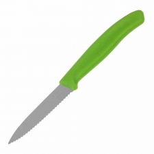 Couteau d'office lame dentée bout pointu vert 80 mm