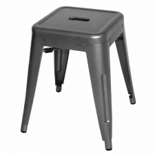 Tabourets bas en acier gris métal bistro (lot de 4)