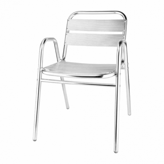 Fauteuils empilables en aluminium avec accoudoirs (lot de 4)