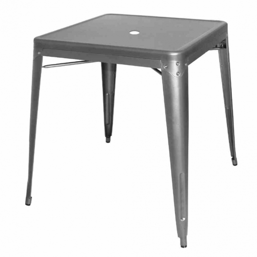 Table carrée en acier gris métallisé bistro 668 mm