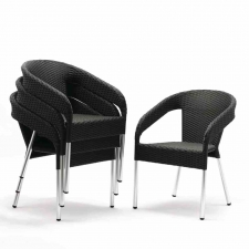 Fauteuils enveloppants bistro en rotin PE anthracite (lot de 4)