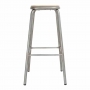 Tabouret haut en acier galvanisé avec assise en bois (lot de 4)