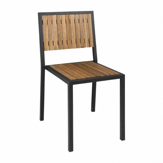 Chaises en acier et acacia (lot de 4)