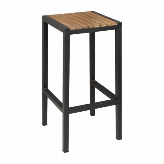 Tabourets de bar en acier et acacia (lot de 2)