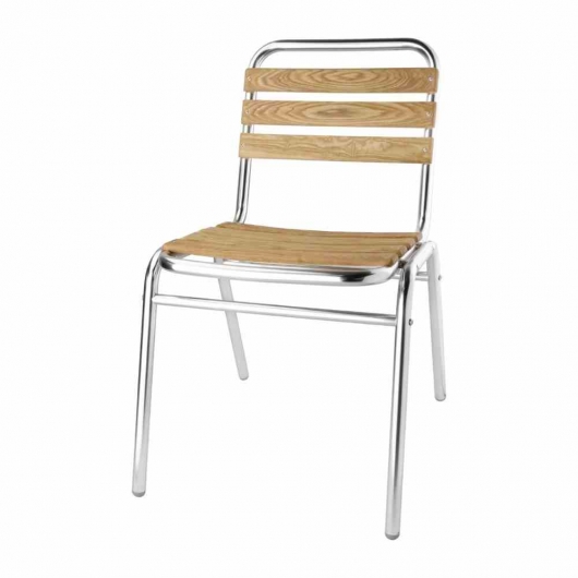 Chaises bistro frêne et aluminium (lot de 4)