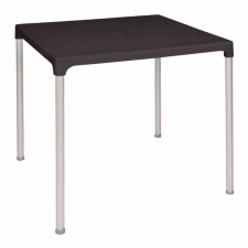 Table carrée avec pieds aluminium noire 750mm