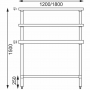 Table inox avec 2 étagères supérieures 1800mm