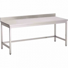 Table inox sans étagère basse avec dosseret 700 x 700 x 850mm