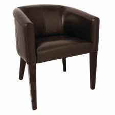 Fauteuil en simili cuir marron foncé