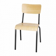 Chaises avec assise et dossier en bois Cantina gris métal (lot de 4)