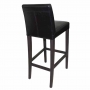 Tabouret de bar haut avec dossier en simili cuir noir