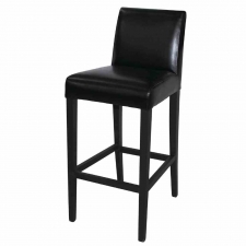 Tabouret de bar haut avec dossier en simili cuir noir