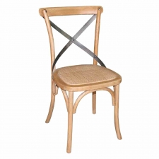 Chaises en bois patiné avec dossier croisé naturel (lot de 2)