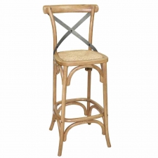 Tabouret de bar en bois avec dossier croisé métal