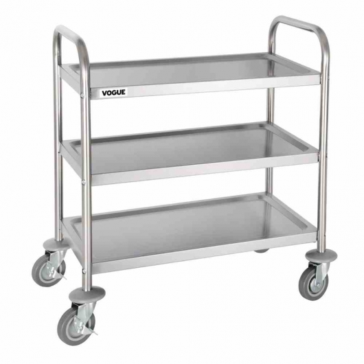 Chariot de débarrassage inox 3 niveaux petite taille 