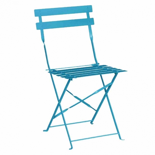 Lot de 2 chaises de terrasse en acier coloré bleues turquoise