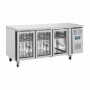 Table réfrigérée positive inox 3 portes vitrées, capacité 358 L