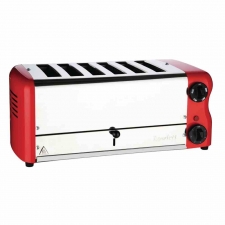 Grille-pain 6 fentes rouge avec grilles sandwich