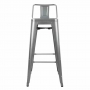 Tabourets hauts Bistro en acier gris métal avec dossier (lot de 4)