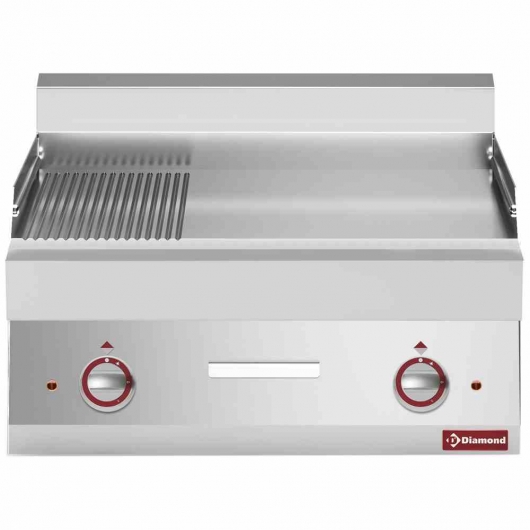 Plaque de cuisson électrique 2/3 lisse et 1/3 rainurée
