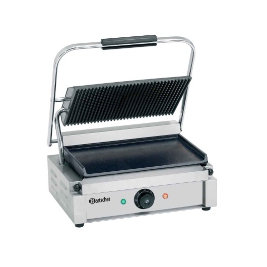 Grill contact "Panini" surface rainurée-lisse