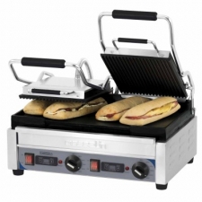 Grill panini avec minuterie double Premium rainuré-lisse