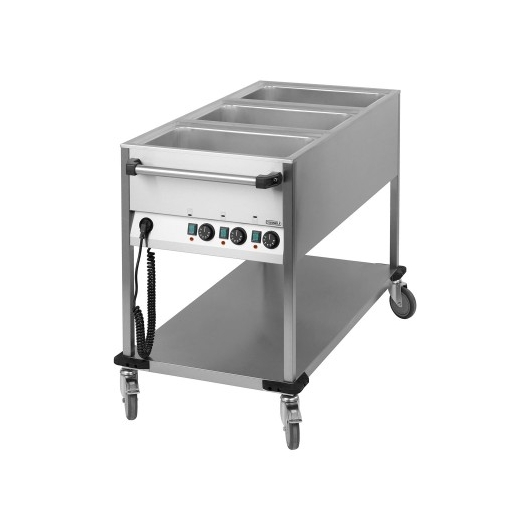 Chariot bain-marie à eau 3 cuves GN 1/1