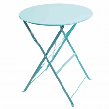 Table de terrasse ronde en acier bleu turquoise