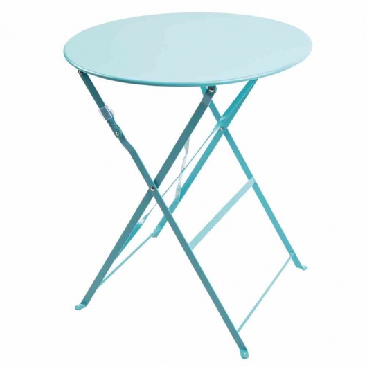 Table de terrasse ronde en acier bleu turquoise