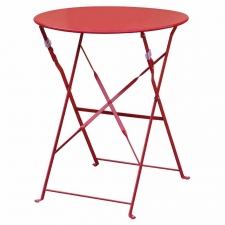 Table de terrasse ronde en acier rouge