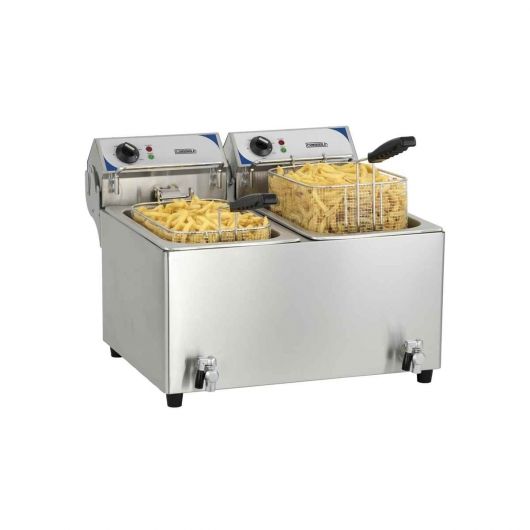 Friteuse électrique avec vanne de vidange 2 x 7 litres