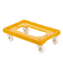 Socle rouleur 4 roues pivotantes - chape acier - jaune