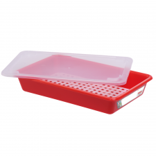 Bac plat 5 L HACCP rouge + couvercle + grille