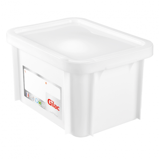 Bac HACCP 15 L rectangulaire + couvercle - blanc 