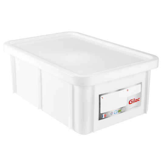 Bac HACCP 35 L rectangulaire + couvercle - blanc 