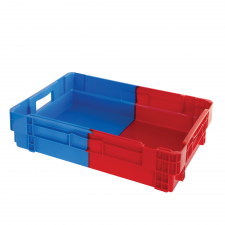 Bac plein empilable emboîtable 600 x 400 x 144 mm bicolore 25 L – bleu/rouge